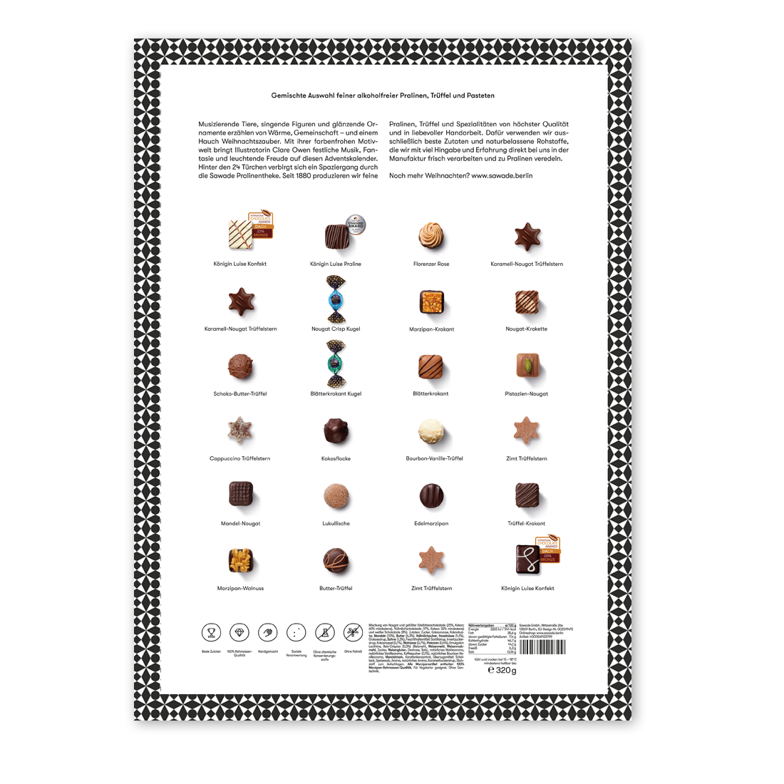 Rückseite Adventskalender Tannenbaum - ohne Alkohol