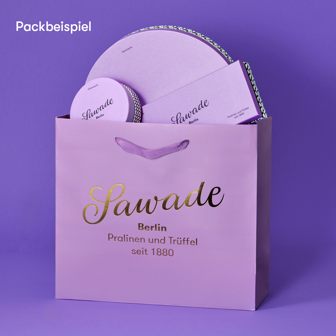 Packbeispiel Geschenktasche Violett
