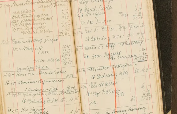 Historische Abbildung eines Auftragsbuches um 1940