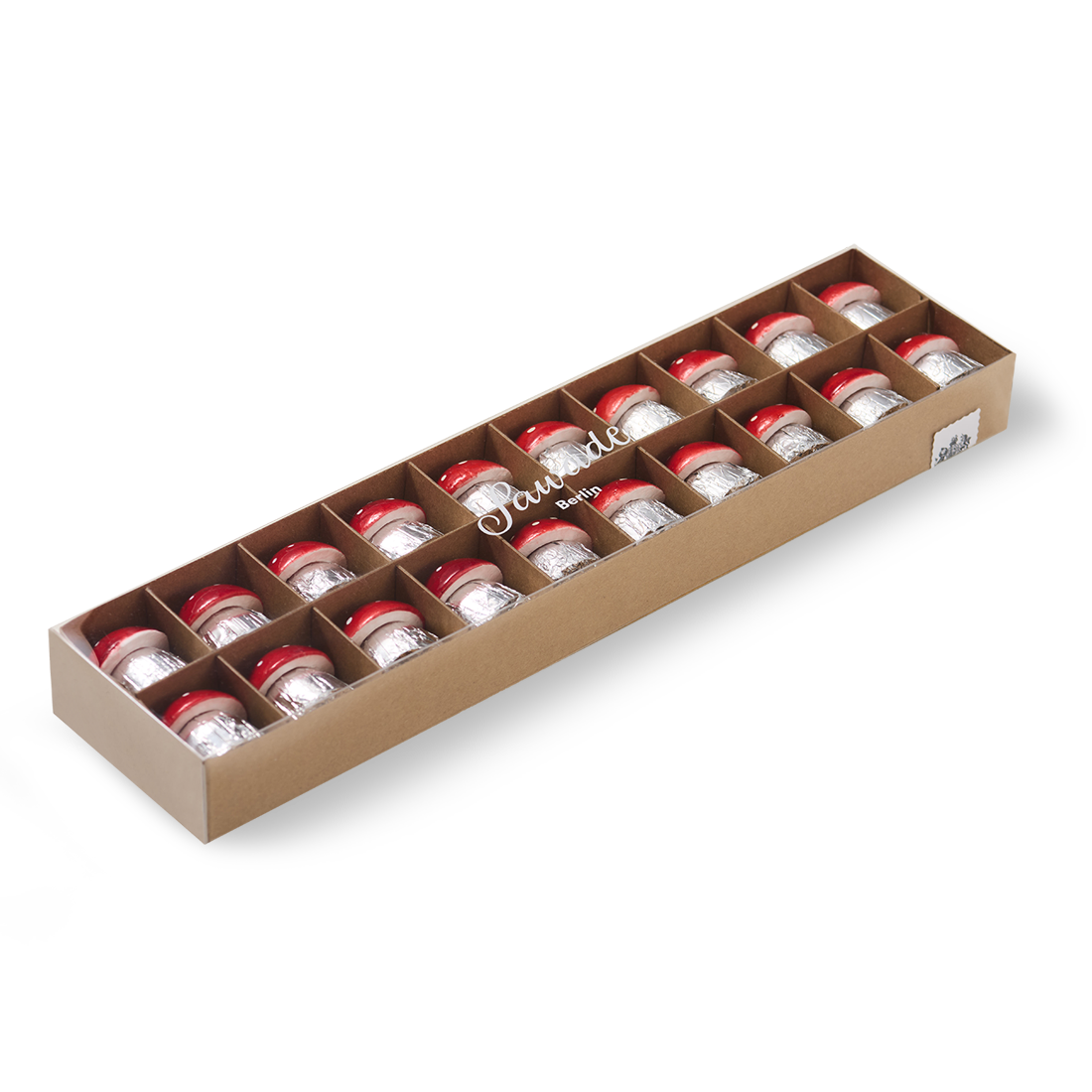 Prodtukbild: Große Schachtel Schokoladen Pilze Ansicht von oben