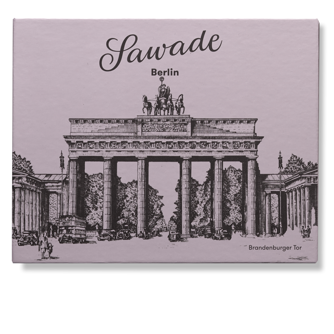 Produktbild: Große Pralinenschachtel, Ansicht vom Deckel außen mit Motiv Brandenburger Tor