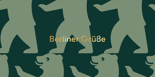 Grußkarte mit Graphik Berliner Bär und Aufschrift Berliner Grüße