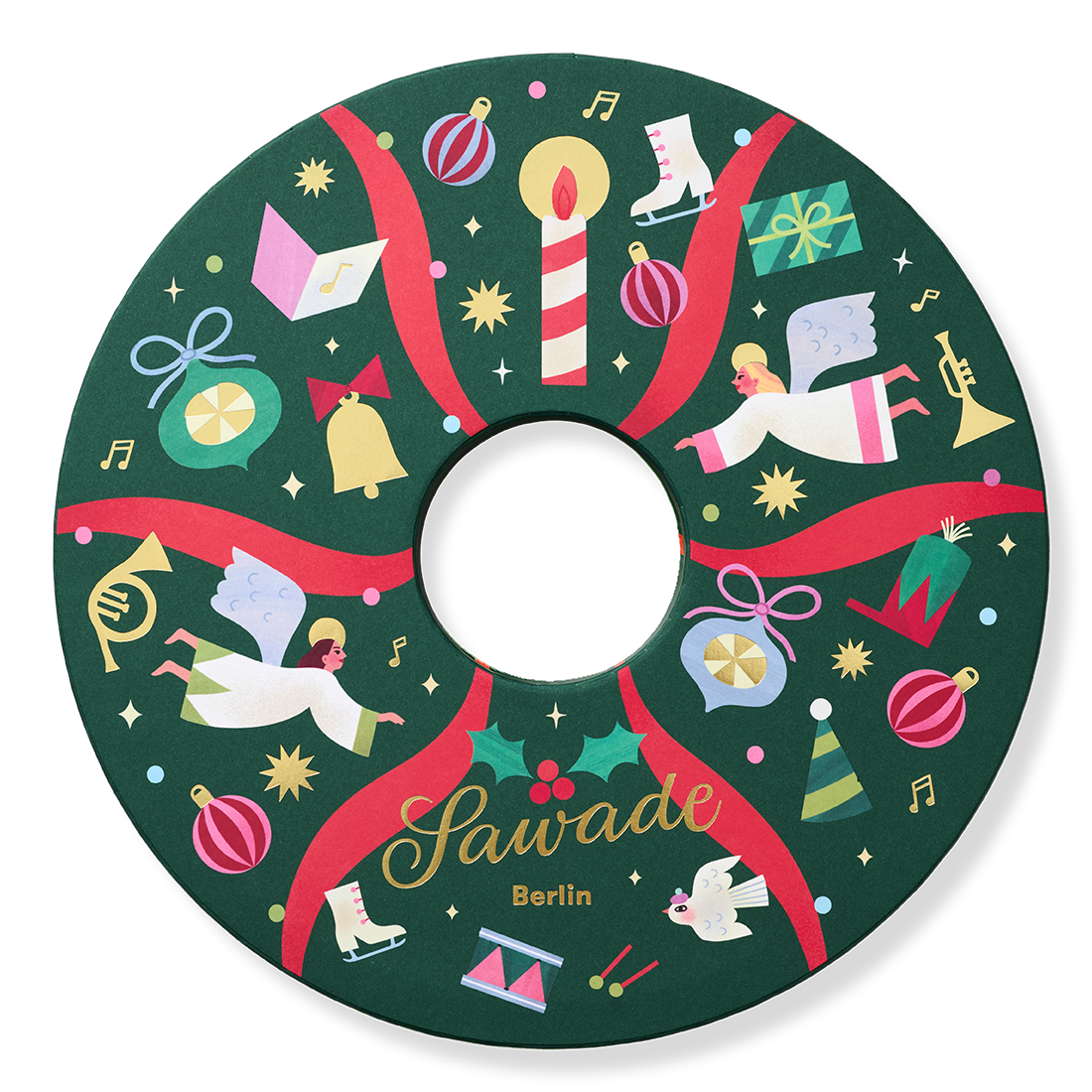 Pralinenschachtel Adventskranz mit weihnachtlichem Motiv