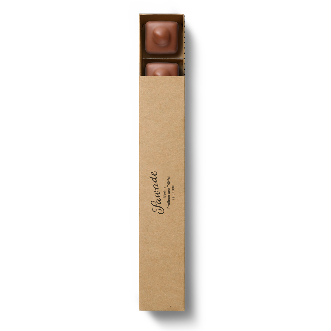 Produktbild: Pralinenstange mit Haselnuss-Nougat-Pralinen, Ansicht von oben Produktbild: Pralinenstange mit Haselnuss-Nougat-Pralinen, Ansicht von oben