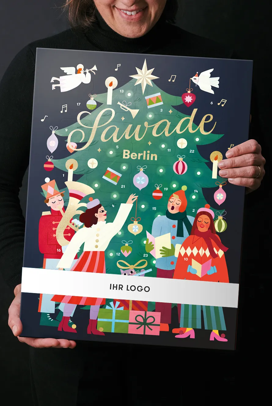 Produktbild: Adventskalender mit Banderole für Firmenkunden