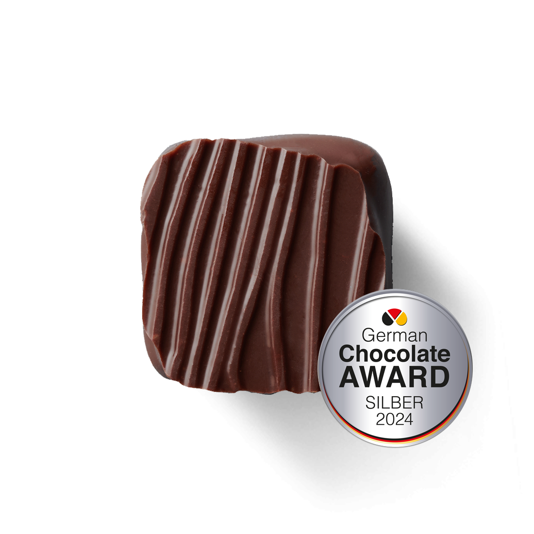 Königin Luise Praline in Zartbitterschokolade Produktbild: Königin Luise Praline German Chocolate Award Silber 2024