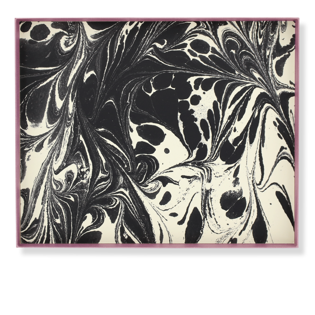 Produktbild: Große Pralinenschachtel, Ansicht vom Deckel innen mit Marmormuster schwarz-weiß