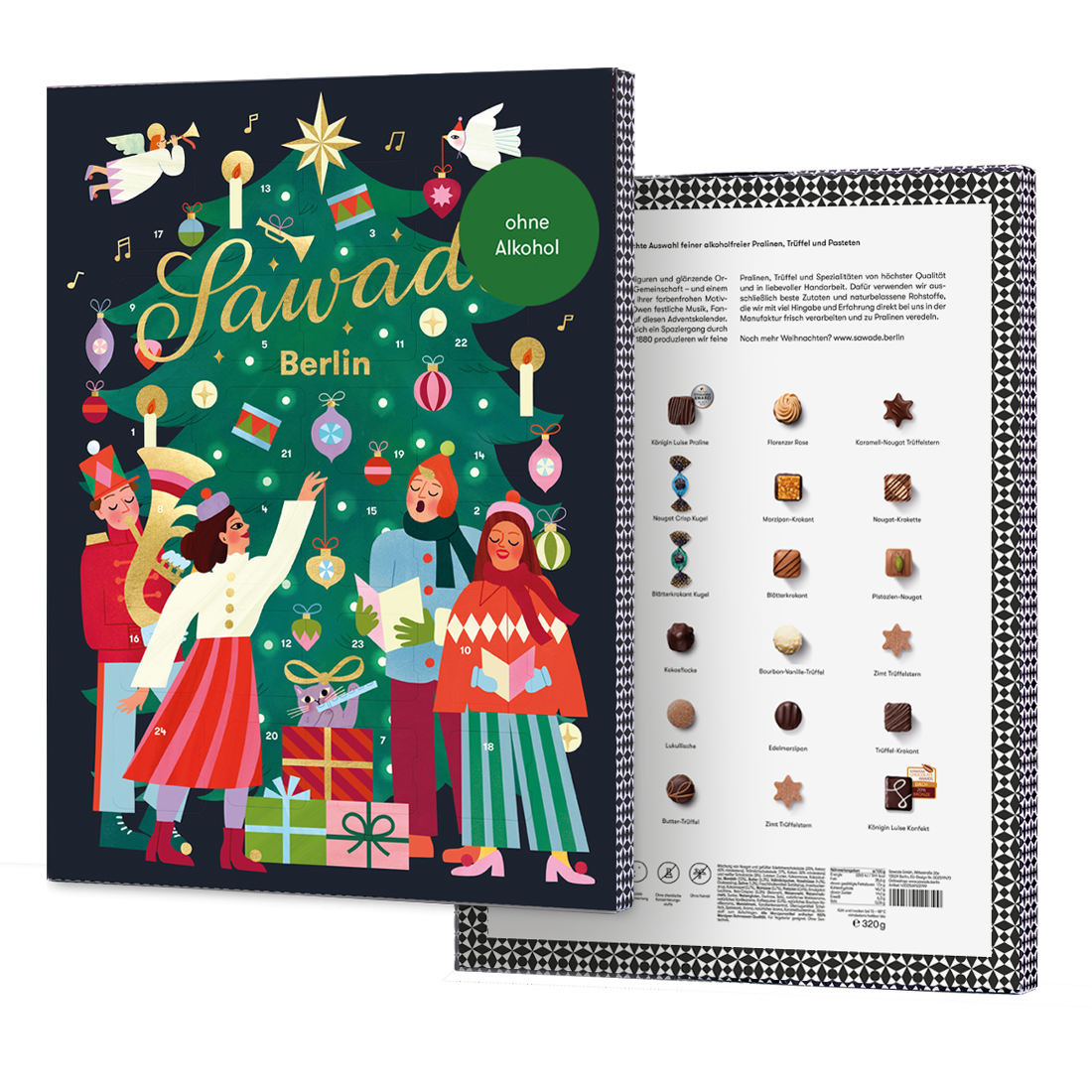 Adventskalender Tannenbaum Ansicht vorne und hinten