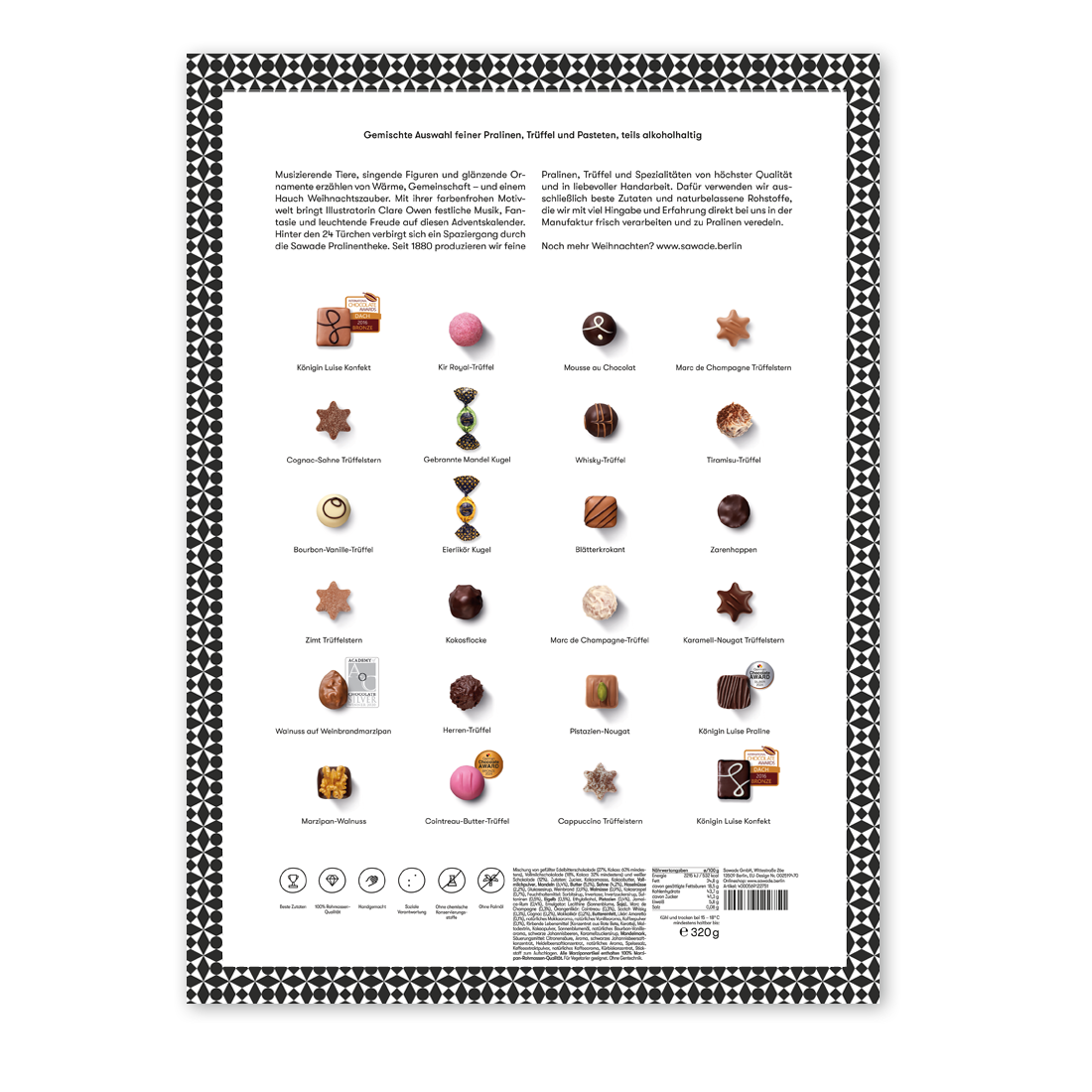 Rückseite Adventskalender Tannenbaum - mit Alkohol