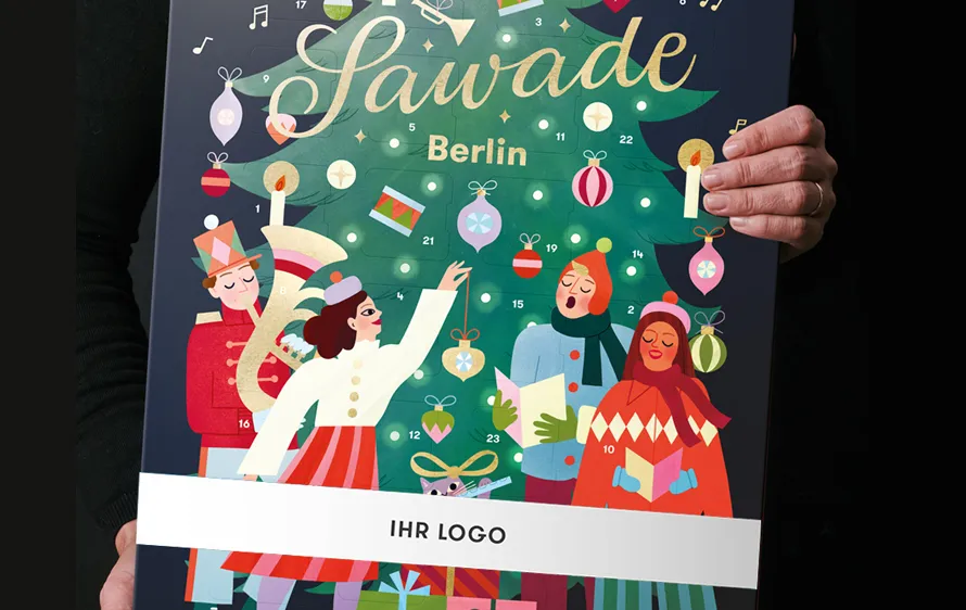 Adventskalender Tannenbaum mit individueller Banderole