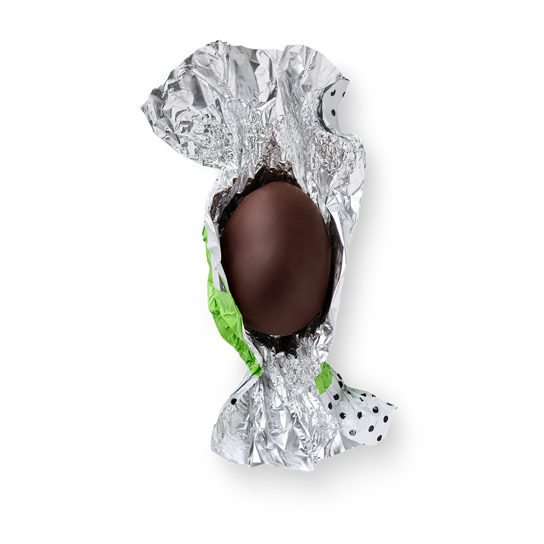 Produktbild: Blätterkrokant Zartbitter Ei einzeln offen Produktbild: Blätterkrokant Zartbitter Ei einzeln offen