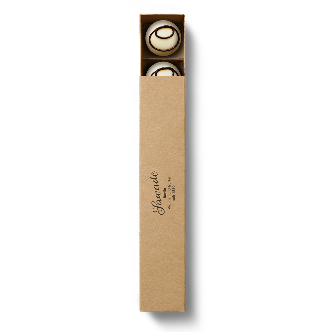 Produktbild: Pralinenstange Bourbon-Vanille-Trüffel glatt Ansicht von oben Produktbild: Pralinenstange Bourbon-Vanille-Trüffel glatt Ansicht von oben