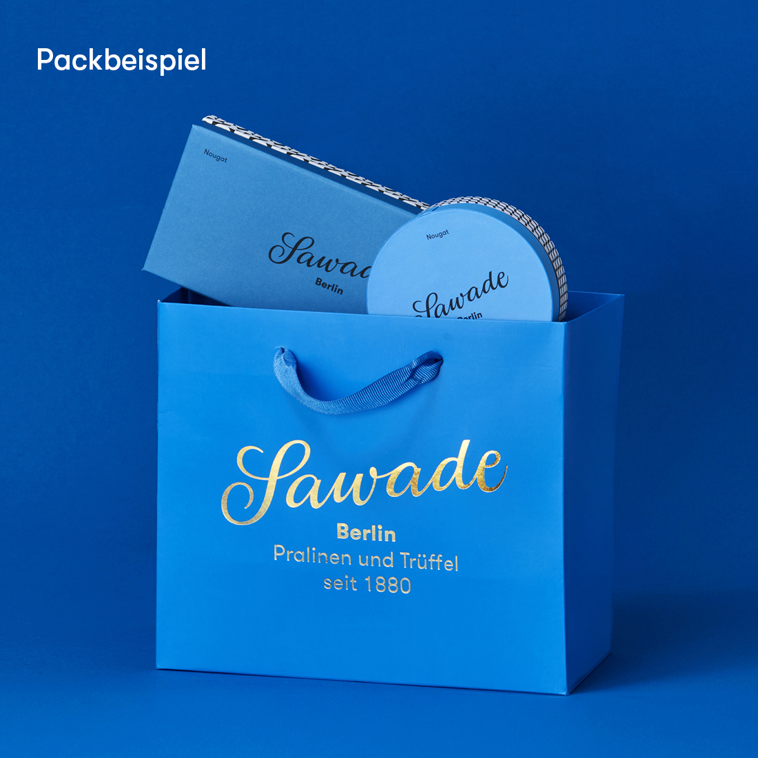 Packbeispiel Geschenktasche Blau