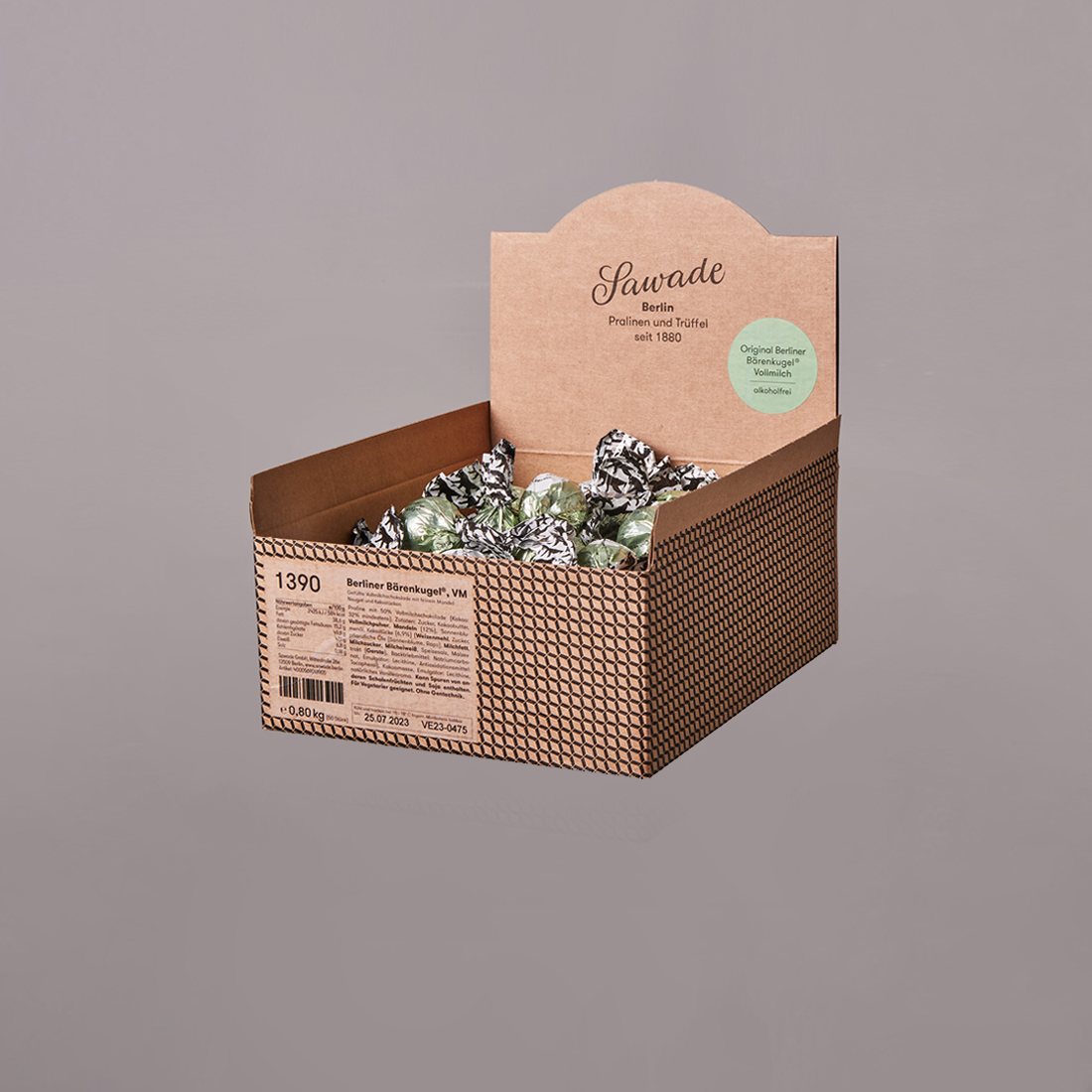 Produktbild: 50 Stück Berliner Bärenkugeln in einem Karton Produktbild: 50 Stück Berliner Bärenkugeln in einem Karton